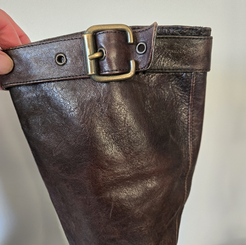 ARNOLD CHURGIN tall brown heeled leather boots. Size 39 (8-8.5) - Picture 8 of 15